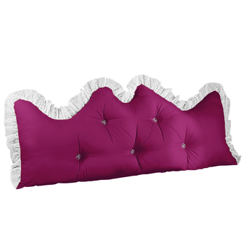 150cm Burgundy Princess Bed Pillow Headboard Backrest Bedside Tatami Sofa Cushion with Ruffle Lace Home Decor image