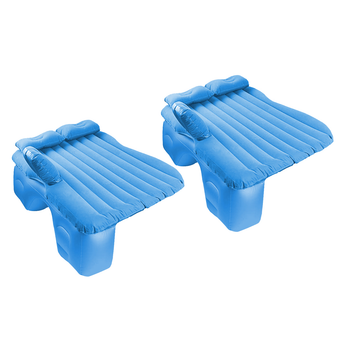 2X Blue Stripe Inflatable Car Mattress Portable Camping Rest Air Bed Travel Compact Sleeping Kit Essentials image