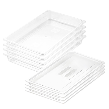 65mm Clear Gastronorm GN Pan 1/1 Food Tray Storage Bundle of 4 with Lid image