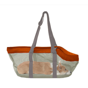 Orange Pet Carrier Bag Breathable Net Mesh Tote Pouch Dog Cat Travel Essentials image