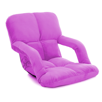 Foldable Lounge Cushion Adjustable Floor Lazy Recliner Chair with Armrest Purple image