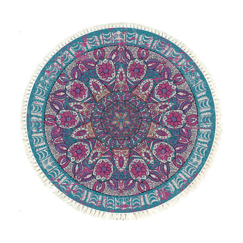 120cm Mandala Area Rug for Living Room Lounge, Bedroom, Anti-slip Doormat, Home Decor image
