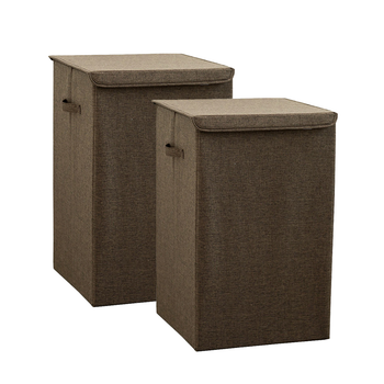 2X Coffee Large Collapsible Laundry Hamper Storage Box Foldable Canvas Basket Home Organiser Decor image