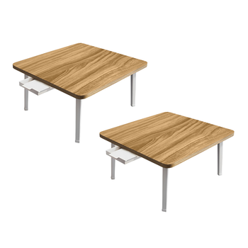 2X Wood-Colored Portable Floor Table Small Square Space-Saving Mini Desk Home Decor image