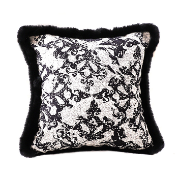 45cm Vintage Black Herringbone Pillowcase Set & Square Throw Pillow image