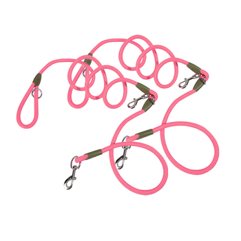 2X 220cm Multifunction Hands-Free Rope Pet Cat Dog Puppy Double Ended Leash for Walking Training Tracking Obedience Pink image