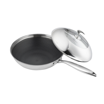 18/10 Stainless Steel Fry Pan 30cm Frying Pan Top Grade Cooking Non Stick Interior Skillet with Lid image