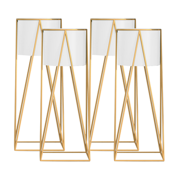 4X 70cm Gold Metal Plant Stand with White Flower Pot Holder Corner Shelving Rack Indoor Display image