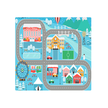 120cm Kids Rug Street Map Play Mat, Educational Baby Theme Park Area Rugs image