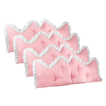 4X 180cm Pink Princess Bed Pillow Headboard Backrest Bedside Tatami Sofa Cushion with Ruffle Lace Home Decor image