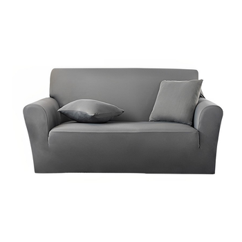 2-Seater Grey Sofa Cover Couch Protector High Stretch Lounge Slipcover Home Decor image