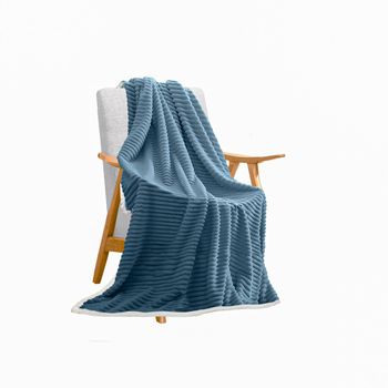 Blue Throw Blanket Warm Cozy Double Sided Thick Flannel Coverlet Fleece Bed Sofa Comforter image