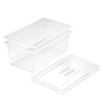 200mm Clear Gastronorm GN Pan 1/1 Food Tray Storage Bundle of 2 with Lid image