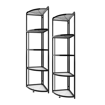 2X 5 Tier Steel Triangular Corner Stand Multi-Functional Shelves Portable Storage Organizer image