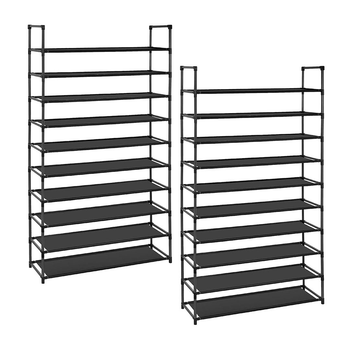 2X 10 Tier Shoe Storage Shelf Space-Saving Caddy Rack Organiser with Handle image