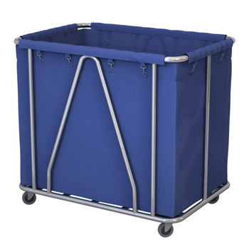 Stainless Steel Commercial Large Soiled Linen Laundry Trolley Cart with Wheels Blue image