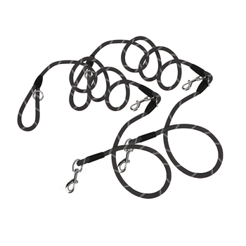 2X 220cm Multifunction Hands-Free Rope Pet Cat Dog Puppy Double Ended Leash for Walking Training Tracking Obedience Black image