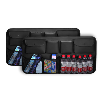 2X High Quality Leather Car Rear Back Seat Storage Bag Organizer Interior Accessories Black image