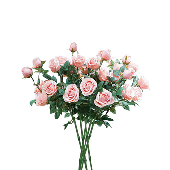 8 Bunch Artificial Silk Rose 5 Heads Flower Fake Bridal Bouquet Table Decor Light Pink image