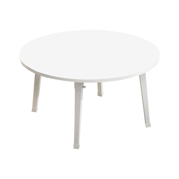 White Portable Floor Table Small Round Space-Saving Mini Desk Home Decor image
