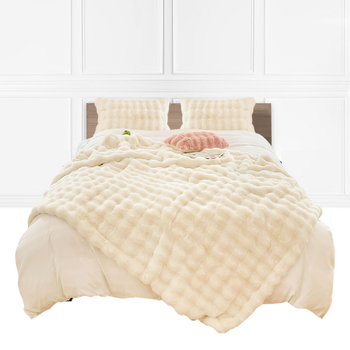 200cm Creamy White Fur Fuzzy Super Soft and Cozy Fluffy Throw Blanket image