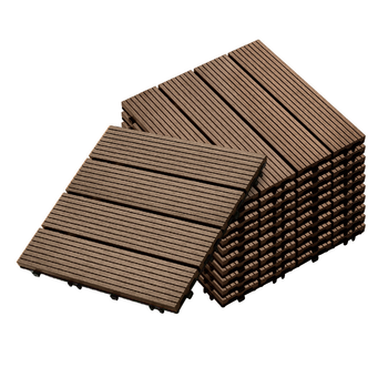 11 pcs Dark Chocolate DIY Wooden Composite Decking Tiles Garden Outdoor Backyard Flooring Home Decor image
