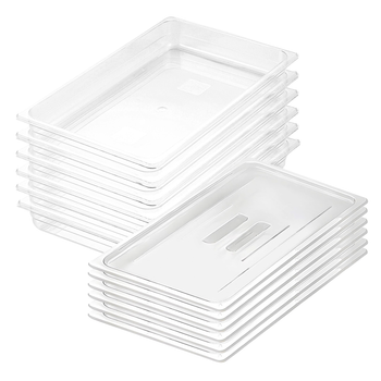65mm Clear Gastronorm GN Pan 1/1 Food Tray Storage Bundle of 6 with Lid image