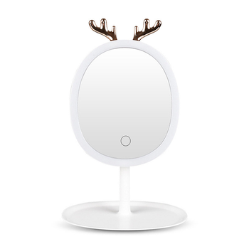 White Antler LED Light Makeup Mirror Tabletop Vanity Home Decor image