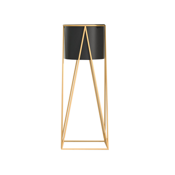 70cm Gold Metal Plant Stand with Black Flower Pot Holder Corner Shelving Rack Indoor Display image