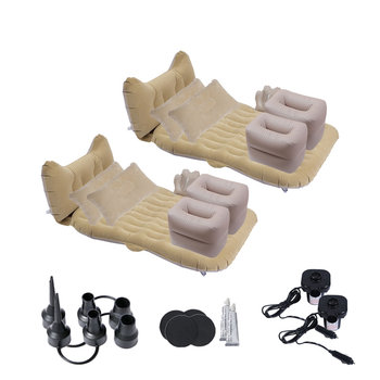 2X Beige Honeycomb Inflatable Car Mattress Portable Camping Air Bed Travel Sleeping Kit Essentials image