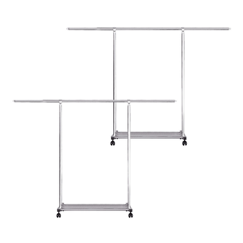 2X 240cm Stainless Steel Floor-Standing Clothes Rack - Durable and Space-Saving Laundry Organizer image