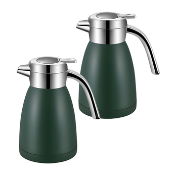 2X 2.2L Stainless Steel Kettle Insulated Vacuum Flask Water Coffee Jug Thermal Green image