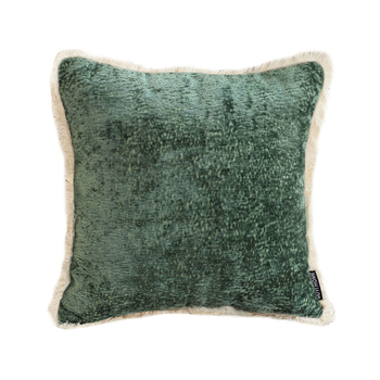 45cm Jade Green Home aesthetic chenille texture tassel square Throw Pillow image