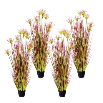 4X 150cm Purple-Red Artificial Indoor Potted Papyrus Plant Tree Fake Simulation Decorative image