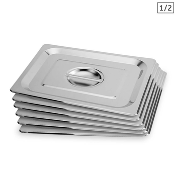 6X Gastronorm GN Pan Lid Full Size 1/2 Stainless Steel Tray Top Cover image