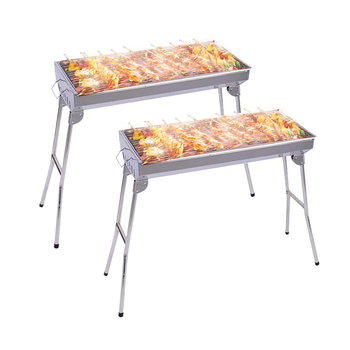 2X Skewers Grill Portable Stainless Steel Charcoal BBQ Outdoor 6-8 Persons image