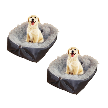 2X Black Dual-purpose Cushion Nest Cat Dog Bed Warm Plush Kennel Mat Pet Home Travel Essentials image