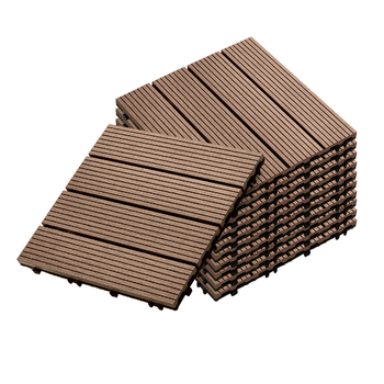 11 pcs Light Chocolate DIY Wooden Composite Decking Tiles Garden Outdoor Backyard Flooring Home Decor image