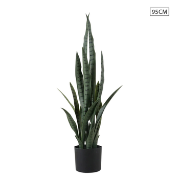 95cm Sansevieria Snake Artificial Plants with Black Plastic Planter Greenery, Home Office Decor image