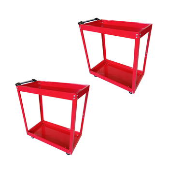2X 2 Tier Tool Storage Cart Portable Service Utility Heavy Duty Mobile Trolley Red image