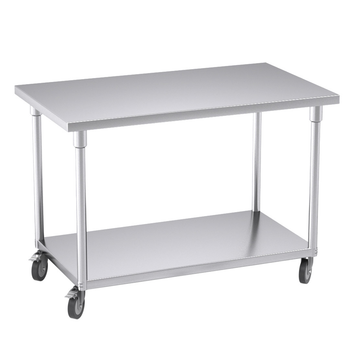 120cm Commercial Catering Kitchen Stainless Steel Prep Work Bench Table with Wheels image