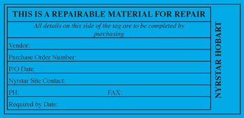 302750 - Tag, Repairable Item For Repair image