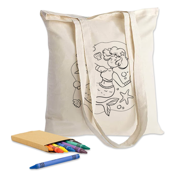 Colouring Long Handle Calico Shopper image