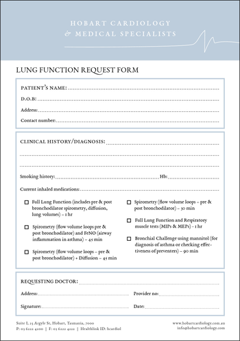Hobart Cardiology - A5 Lung Function Pads image