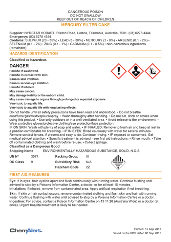 Chemical Stickers - Mercury Filter Cake image