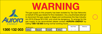 Aurora Branded - Meter Disconnection Tag image