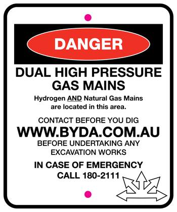 Dual High Pressure Gas Mains Sign image