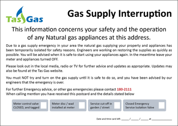 Gas Interruption Postcard - Victoria image